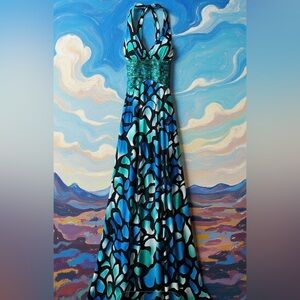 XOXO Vibrant Blue and Black Maxi Dress